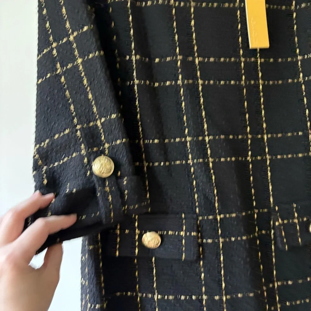 NWT Alexia Admor Windowpane 3/4 Sleeve Tweed Shift Dress - 10 - Picture 10 of 11
